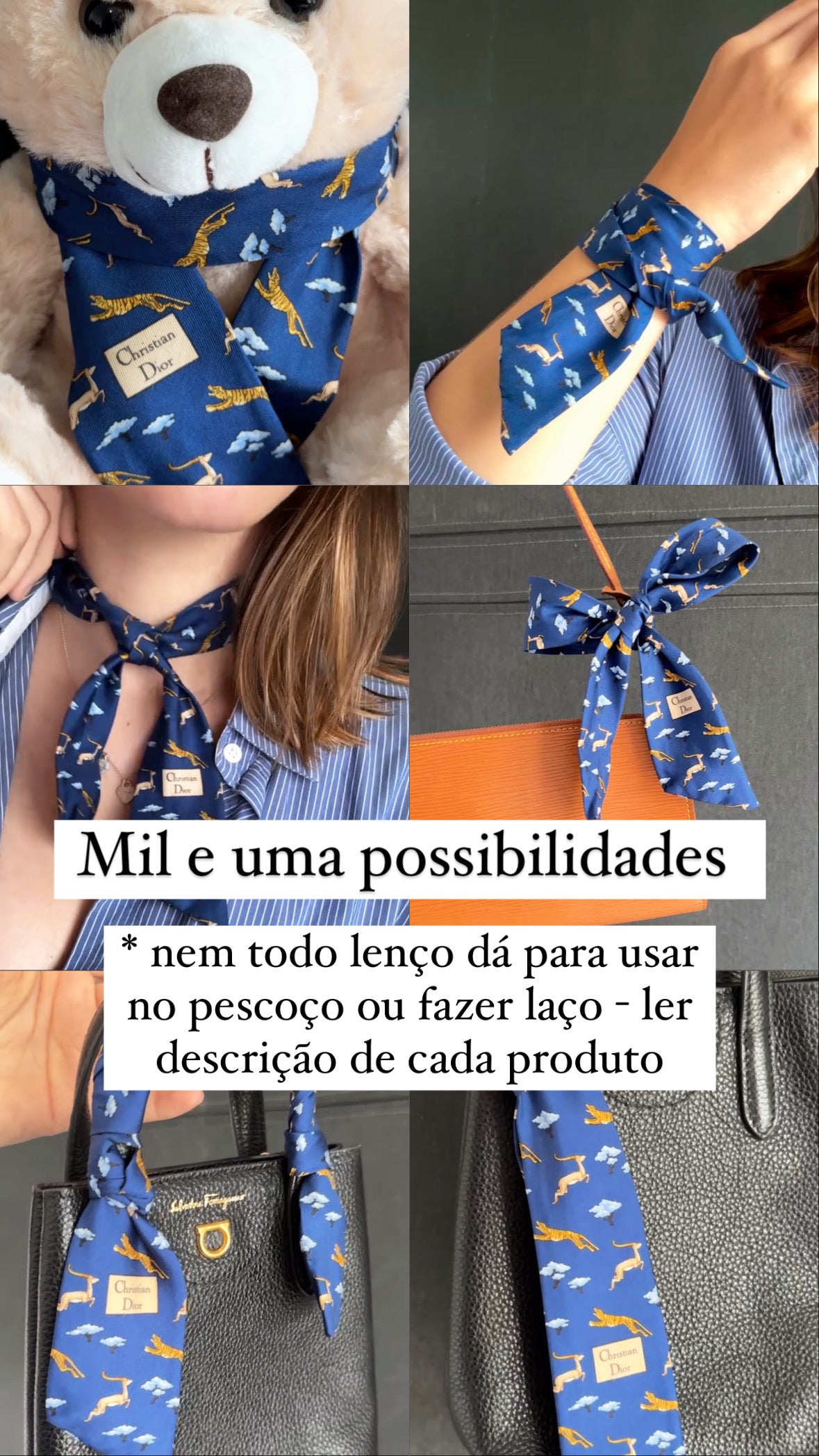 Mini-Lenço Dior Azul Baby